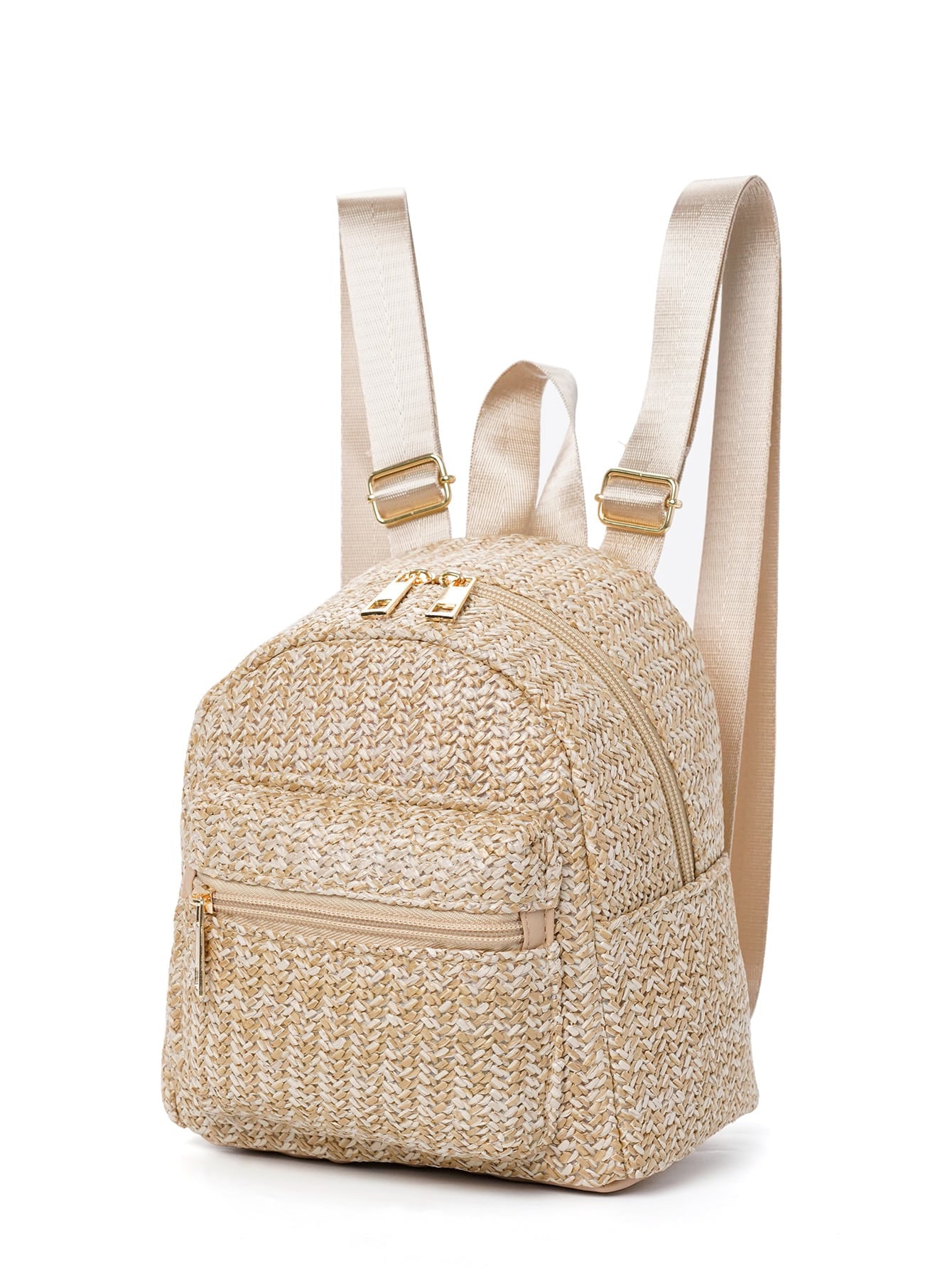 Ethnic Style Backpack Women's New Minority Double-Layer Zipper Casual Personality Backpack Straw Backpack