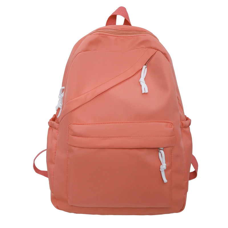 New Large Capacity Primary School Junior High School Students' Casual Schoolbag Japanese Style Fashion Simple Solid Color Travel Backpack