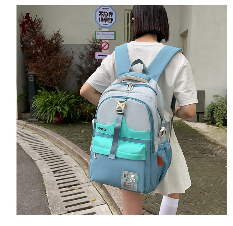Schoolbag Women's Korean-style Harajuku Backpack Campus Style Junior High School Senior high school Student Schoolbag Simple Fashionable Large Capacity Backpack