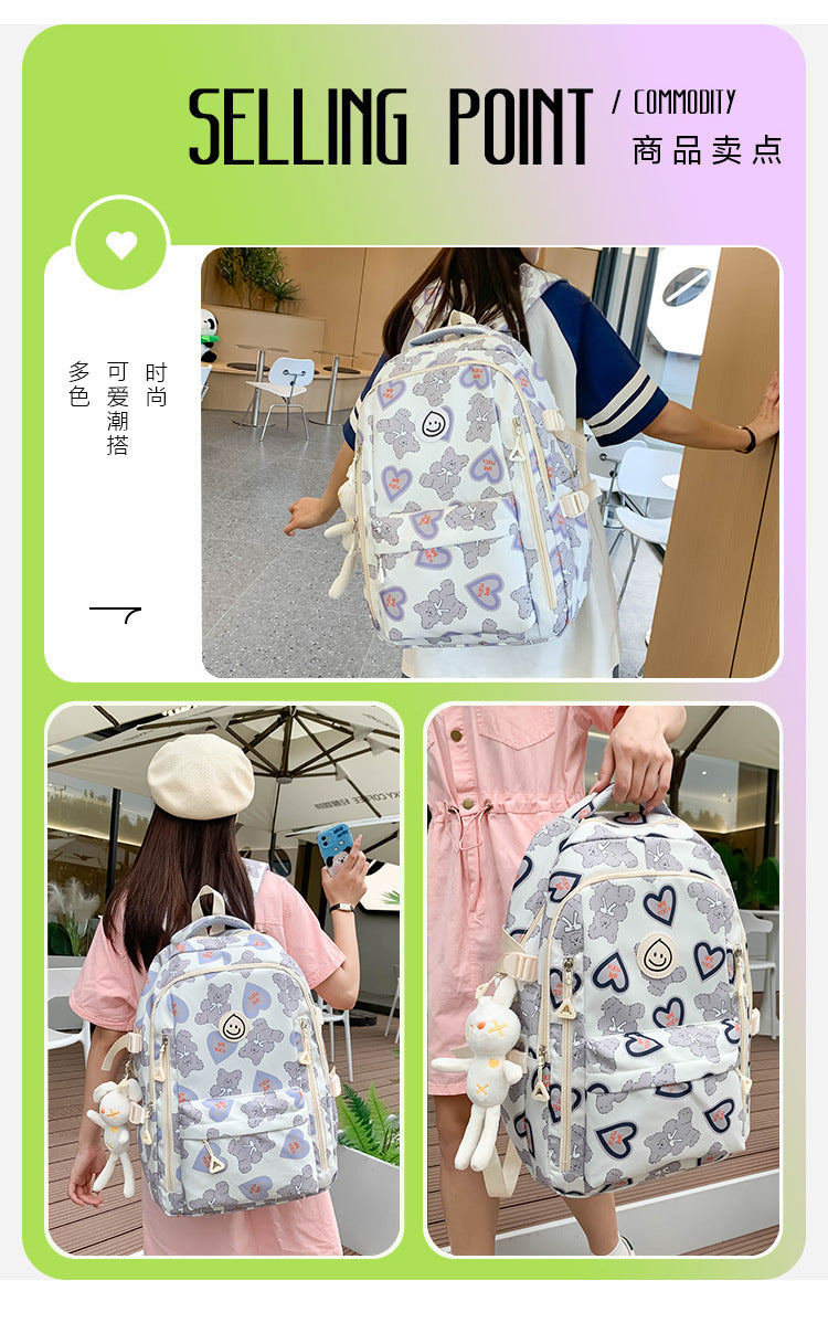 Student Schoolbag Japanese Style Simple Korean Style Backpack for Middle School Students and College Students Girls Cute Casual All-match Backpack
