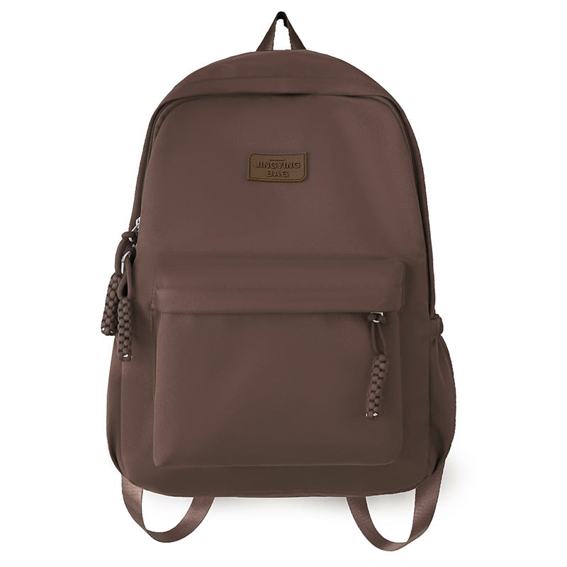 Schoolbag Women's 2024 New Large Capacity High School Student Backpack Solid Color Simple All-match Women's Bag Class Student Backpack
