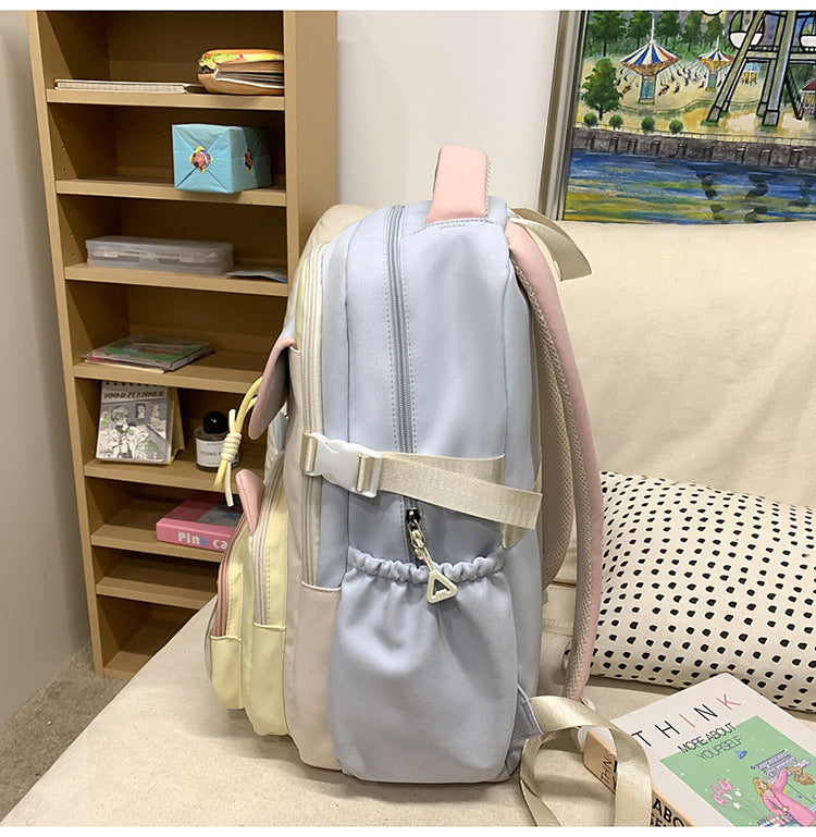 College Style School Bag Three-Piece Set for Girls with Good Looks and Versatile DIY Girl Pain Bag Student Class Backpack Tutoring Bag