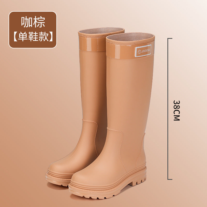 Foreign Trade Japanese and Korean Adult Fashion High Rain Boots Women's Water Boots fleece-lined Waterproof Non-slip Outer Wear Snow Boots Cross-border Explosions
