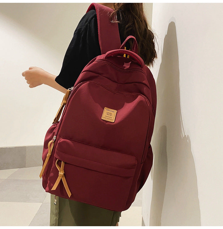 Solid Color Simple Couple's Schoolbag Large Capacity Fashionable All-match Personality Niche Backpack Travel Class Tutoring Backpack