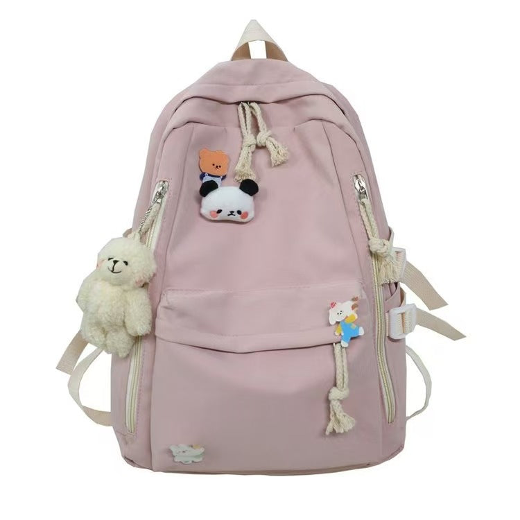 Japanese-Style Ins School Bag for Middle School Girls, High School Students, and College Students, Large Capacity, Simple Backpack, Double Shoulder Bag