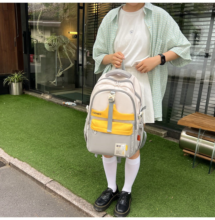 Schoolbag Women's Korean-style Harajuku Backpack Campus Style Junior High School Senior high school Student Schoolbag Simple Fashionable Large Capacity Backpack