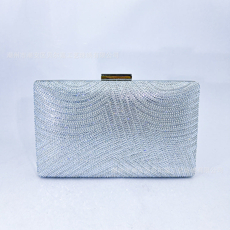 Cross-border new in stock evening bag women's diamond-embedded chain banquet small bag dress bag Clutch evening bag Clutch