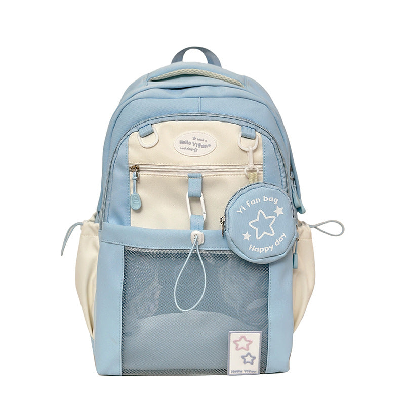 Cute Girl's Pain Bag Backpack Star Girl's Senior high school College Student Schoolbag Large Capacity High-value Backpack