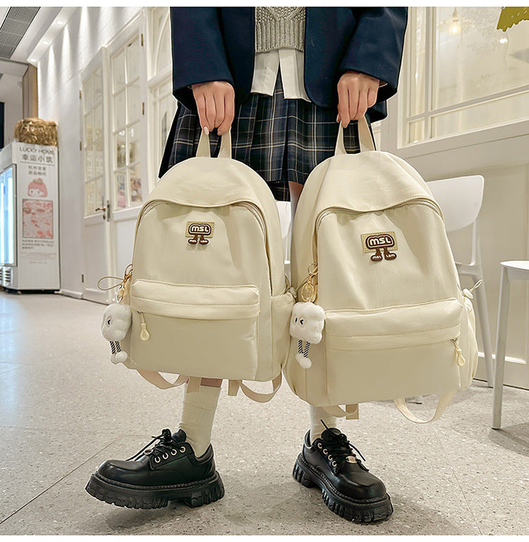 New School Bag Female College Student Large Capacity Backpack Lightweight Simple Short-Distance Travel Backpack High School Student School Bag
