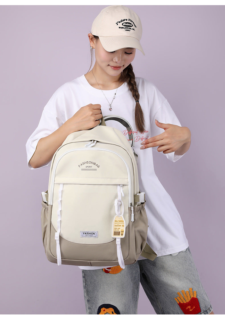 Simple Fashion High-end Sense Backpack All-match Senior high school College Student Computer Bag Casual Backpack High-value Schoolbag