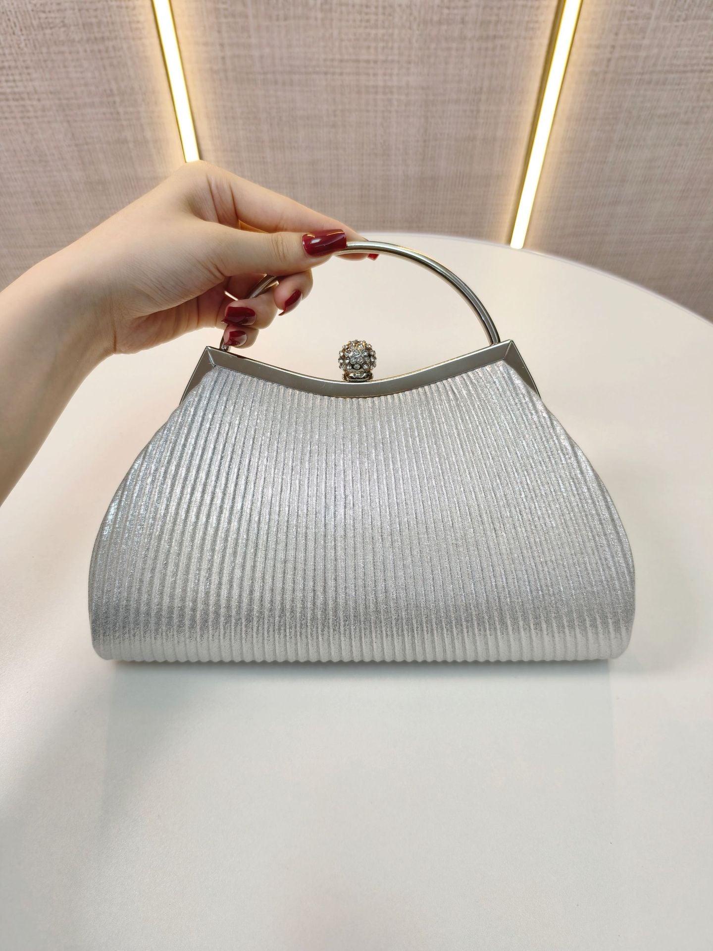 New Evening Bag, Banquet Bag, Diamond Dress Bag, Pleated Handbag, Cheongsam Evening Bag, Princess Bag, Ktv Handbag