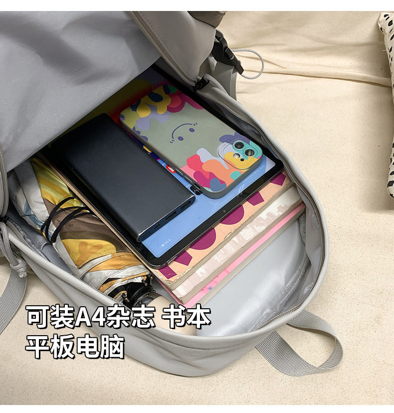 Mountain-Style Outdoor Hiking Backpack for Women, Large Capacity, Unique Design, Lightweight, High-End Gray School Bag for High School Girls
