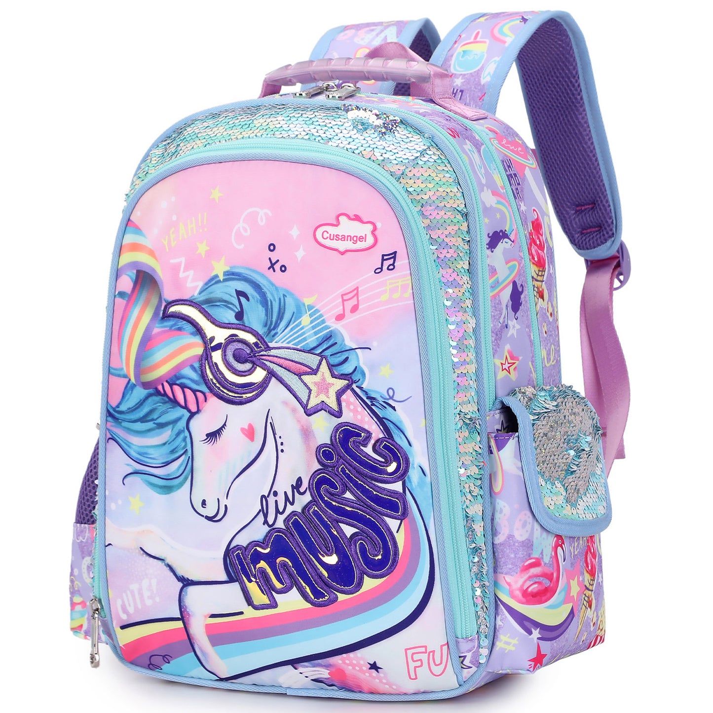 2025 New Primary School Bags for Grades 1, 2, 3 to 6, Burden Reduction and Spine Protection Children's Backpack Unicorn Backpack