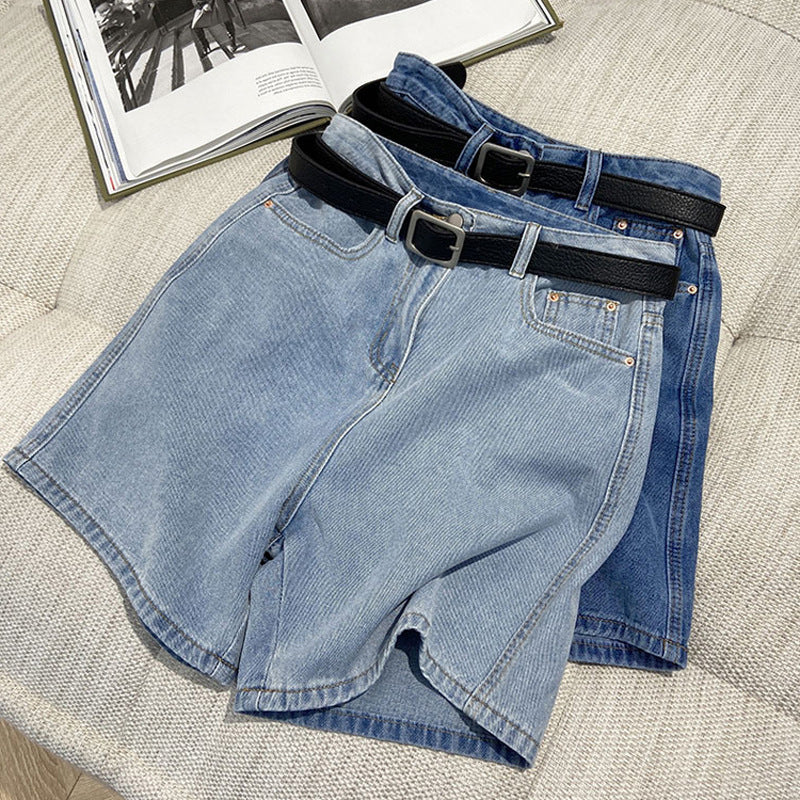 Five Points Jeans Summer 2022 New Internet Celebrity Thin High Waist Slim Wide Leg Pants Loose 5 Points Hot Pants