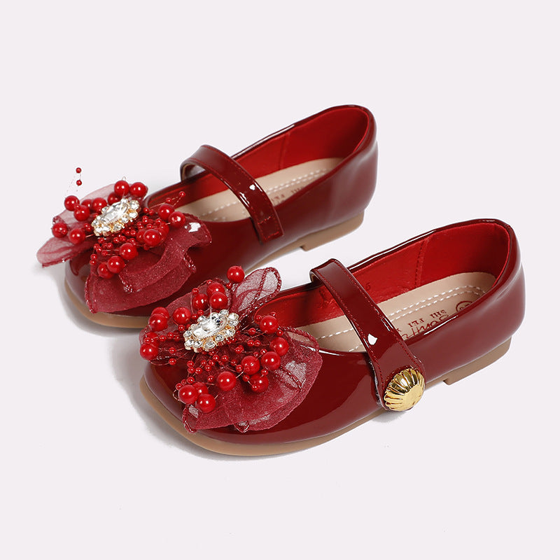 Children's Leather Shoes 2026 Spring and Autumn New Elsa Crystal Shoes Princess Shoes for Girls Fashionable Versatile Baby Shoes