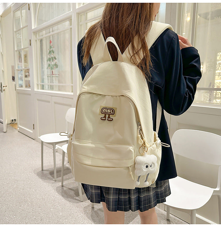 New School Bag Female College Student Large Capacity Backpack Lightweight Simple Short-Distance Travel Backpack High School Student School Bag