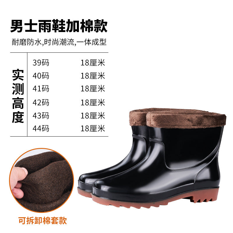 Autumn and Winter High Mesh Rain Shoes Men's Lightweight Long Warm Rain Boots Wear-resistant Water Shoes Waterproof Rubber Shoes Men's Work Shoes