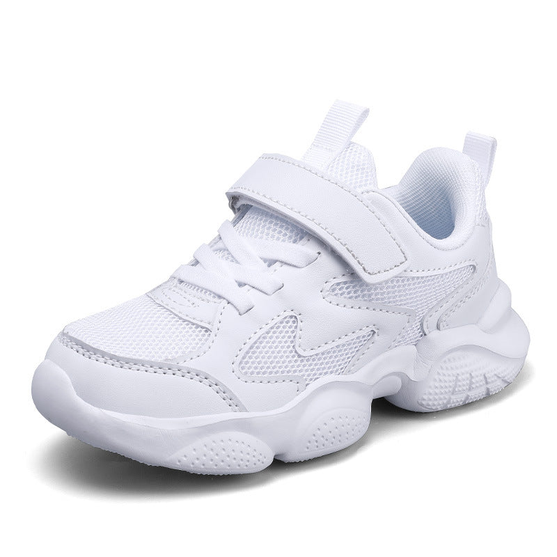 Wholesale children's shoes mesh breathable soft bottom small white shoes for boys and girls in the big children's solid color campus performance white shoes running shoes