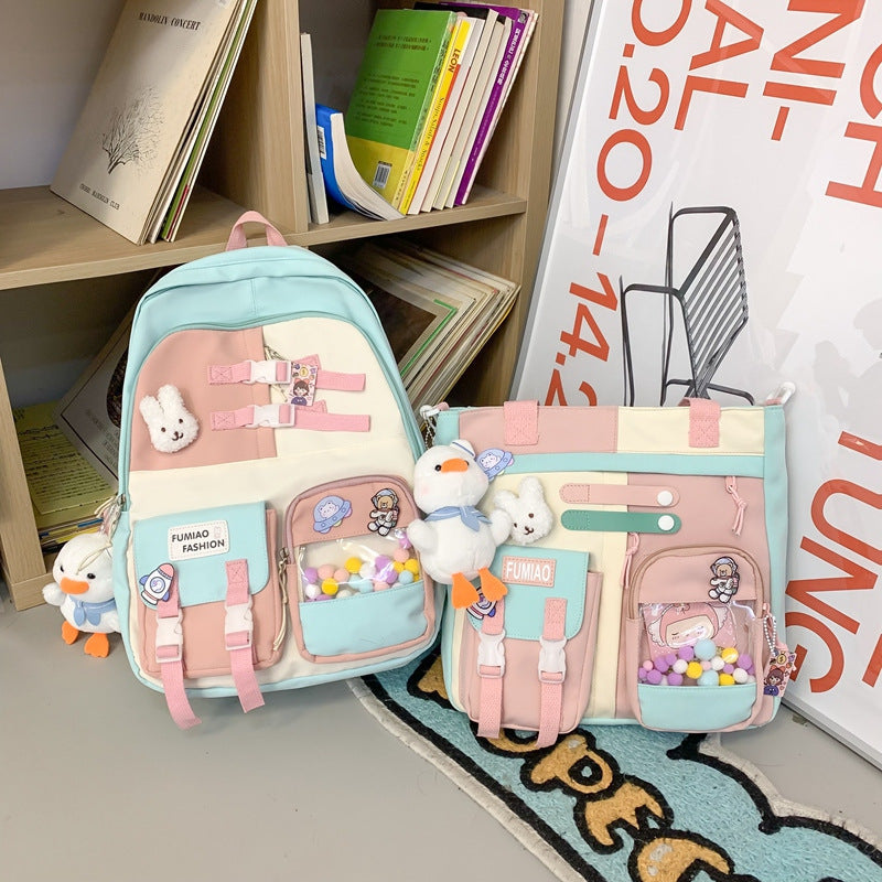 Wholesale New Casual Fashion Korean Style Fresh Color Contrast Backpack Middle School Student Schoolbag Japanese Niche Design Backpack