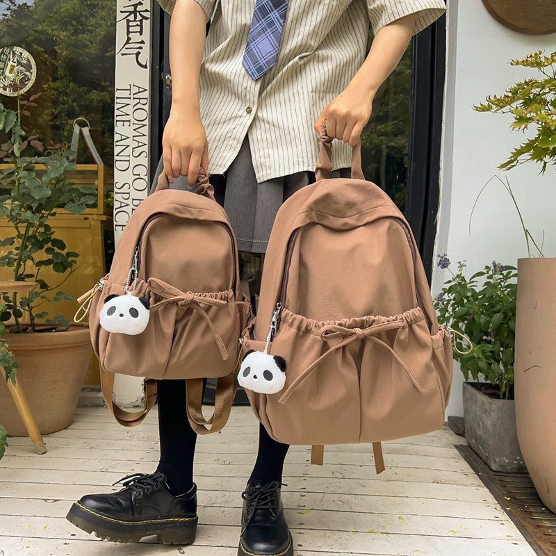 Good-Looking Girl's Backpack, New Bow, Large Capacity, High School Student's School Bag, Simple Casual Travel Bag