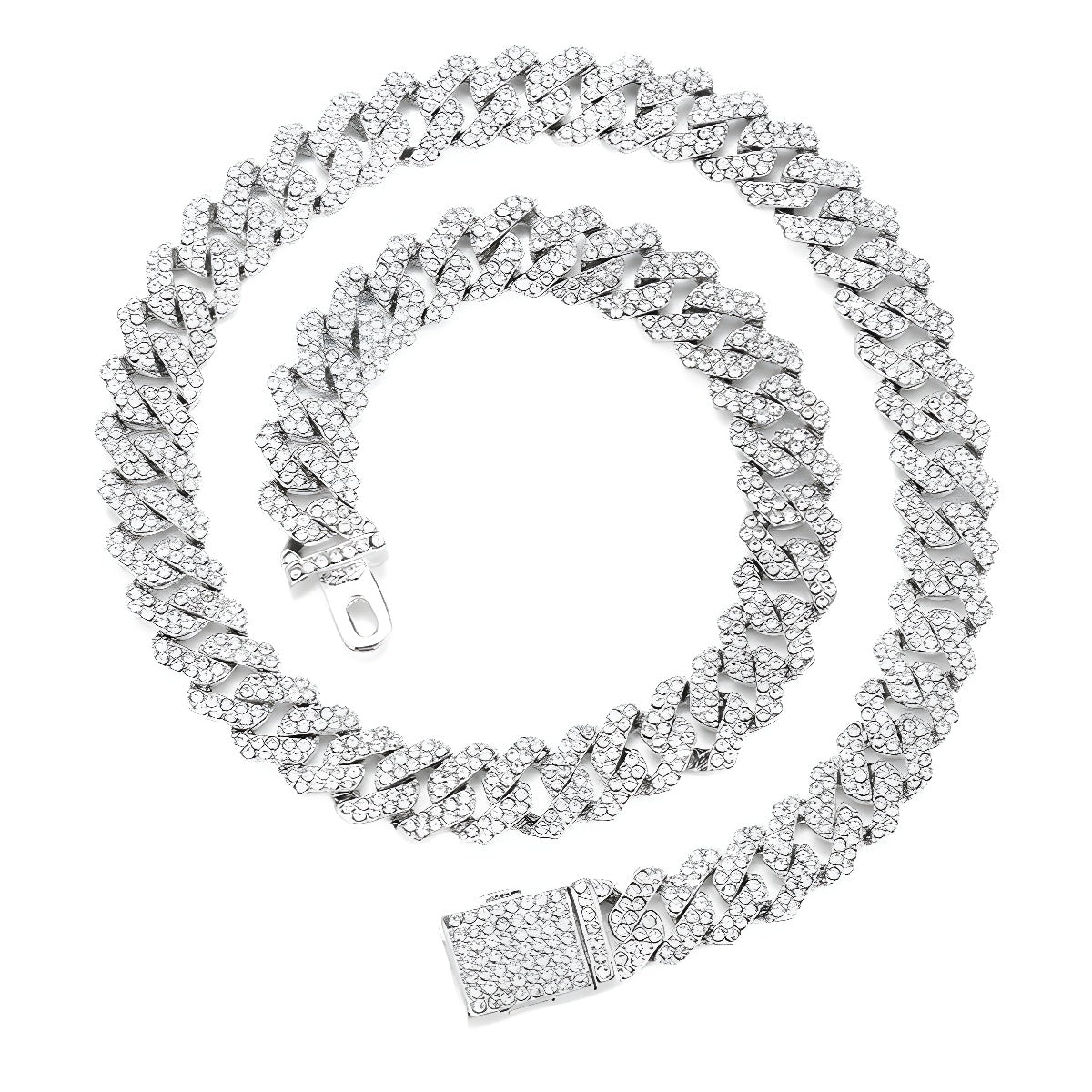 Cross-border explosions hip-hop full diamond necklace diamond Joker 12mm with diamond high sense Cuban chain jewelry wholesale