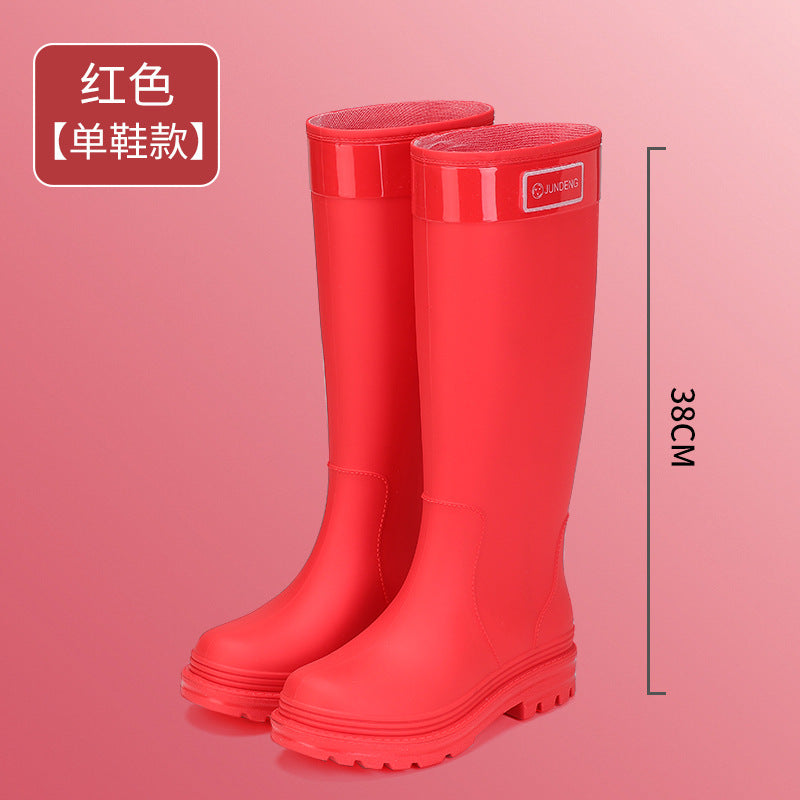 Foreign Trade Japanese and Korean Adult Fashion High Rain Boots Women's Water Boots fleece-lined Waterproof Non-slip Outer Wear Snow Boots Cross-border Explosions