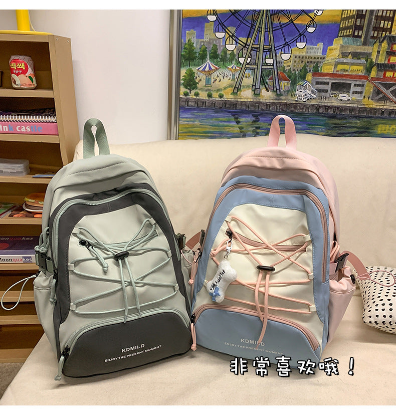 Mountain-Style Outdoor Hiking Backpack for Women, Large Capacity, Unique Design, Lightweight, High-End Gray School Bag for High School Girls