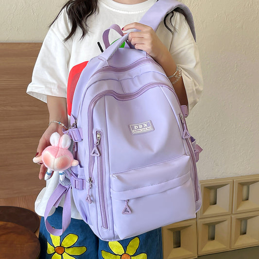 2026 New Style Backpack for Middle and High School Students, Versatile Solid Color School Bag, Large Capacity, Stain-Resistant, Business Trip Travel Backpack, Wholesale
