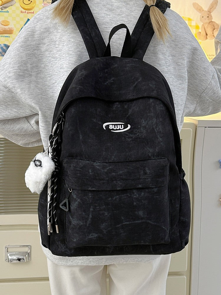 Korean Style Japanese Niche Fashion Simple Tie-Dye Backpack for Middle and High School Students, Large Capacity College Student Backpack