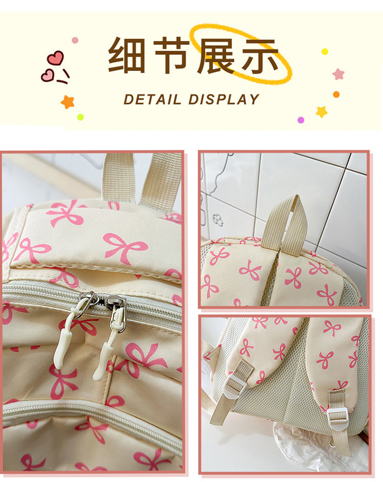 New Girls Backpack Japanese Ins Three-piece Bag Junior Senior high school Student Schoolbag Campus Style Large Capacity Backpack