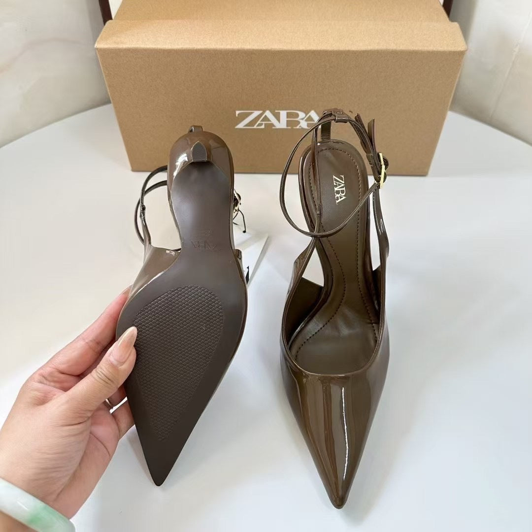 Factory Direct Sales 2025 Spring New Women's Shoes, Sexy High Heels, Pointed Toe, Hollow Back Stiletto Sandals, Flats