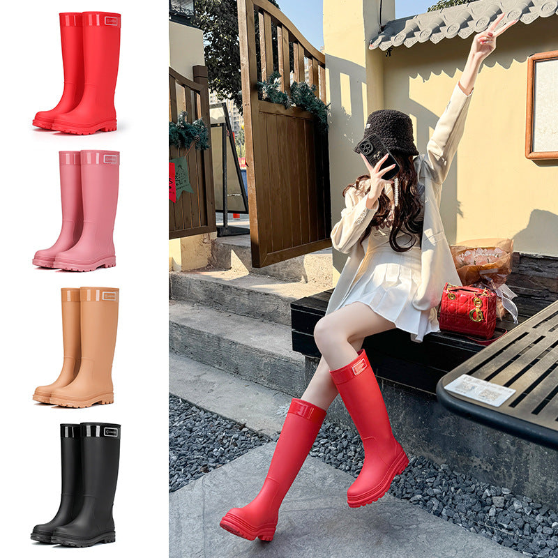 Foreign Trade Japanese and Korean Adult Fashion High Rain Boots Women's Water Boots fleece-lined Waterproof Non-slip Outer Wear Snow Boots Cross-border Explosions