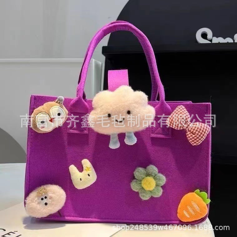 Factory Supplies Trendy Bags for 100-Day Celebrations, Birthday Favors, Cartoon Felt Bags, Student Lunch Box Storage