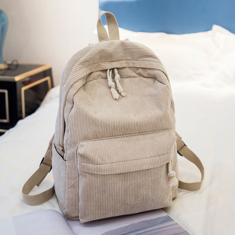 Cross-Border Personalized Embroidered Backpack Backpack School Bag Harajuku Versatile High School Student Personalized Corduroy College Style