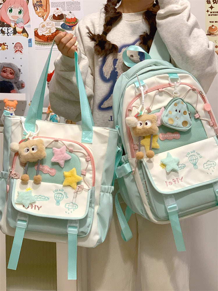 Junior High School Girls' Schoolbag High Color Value Cute Lightweight Large Capacity for Primary School Students and High School Students Backpack for Women