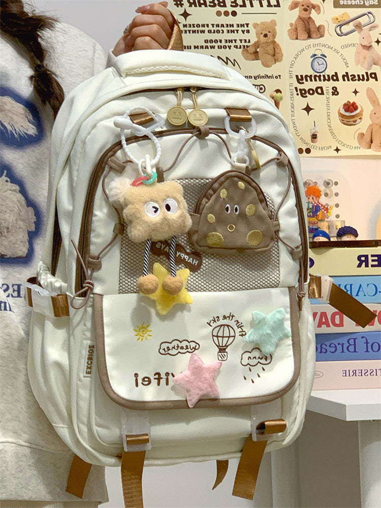 Junior High School Girls' Schoolbag High Color Value Cute Lightweight Large Capacity for Primary School Students and High School Students Backpack for Women