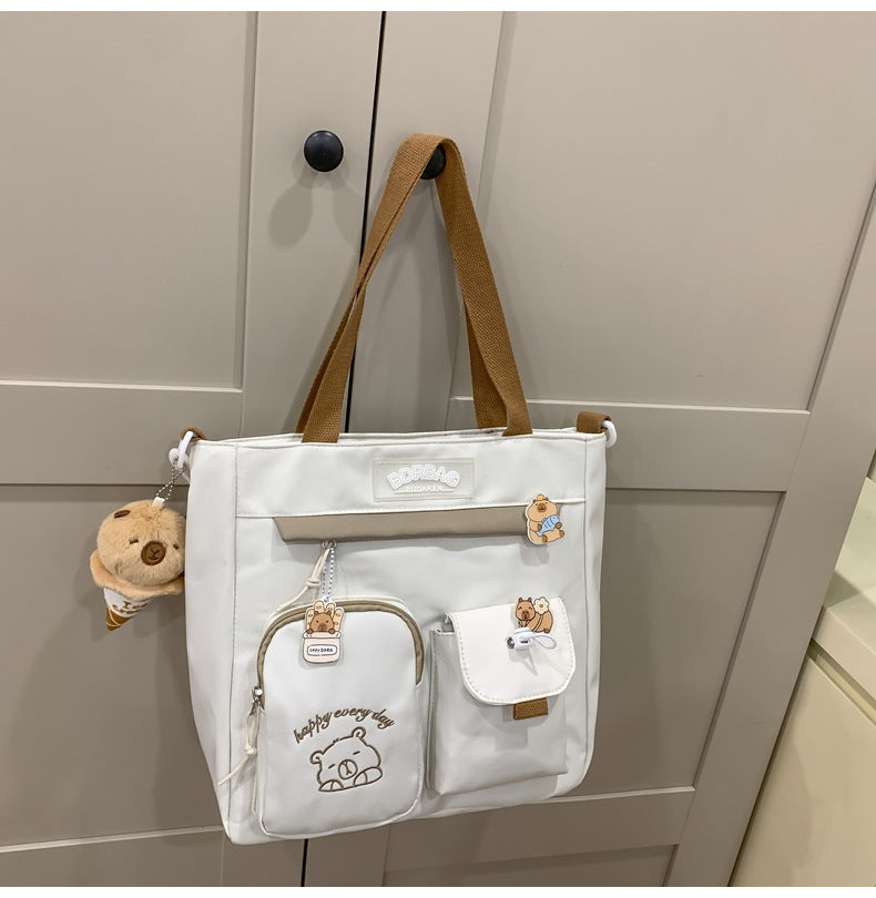 Ins Style School Bag for Girls, Versatile Color-Blocking Large-Capacity Backpack for Middle School and High School Students, Campus Style