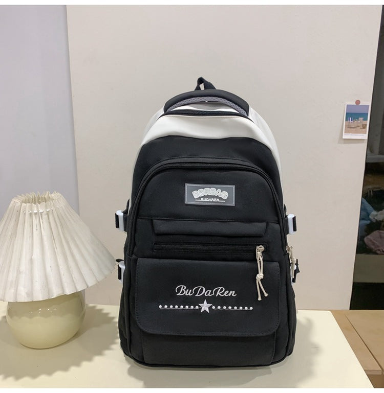 Student Bag Junior High School Student High School Student Backpack Large Capacity Nylon Breathable Comfortable Women's Backpack Canvas Bag