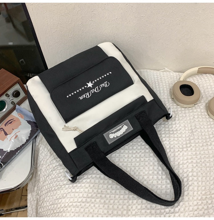 Student Bag Junior High School Student High School Student Backpack Large Capacity Nylon Breathable Comfortable Women's Backpack Canvas Bag