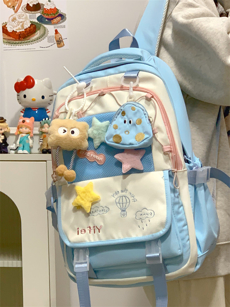 Junior High School Girls' Schoolbag High Color Value Cute Lightweight Large Capacity for Primary School Students and High School Students Backpack for Women