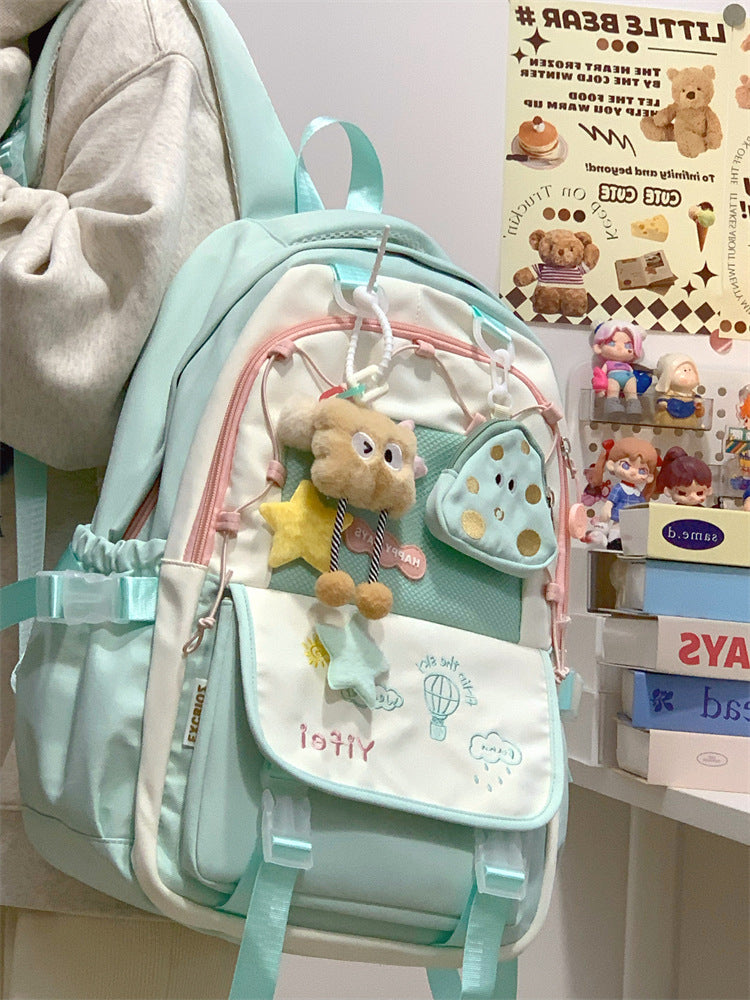 Junior High School Girls' Schoolbag High Color Value Cute Lightweight Large Capacity for Primary School Students and High School Students Backpack for Women