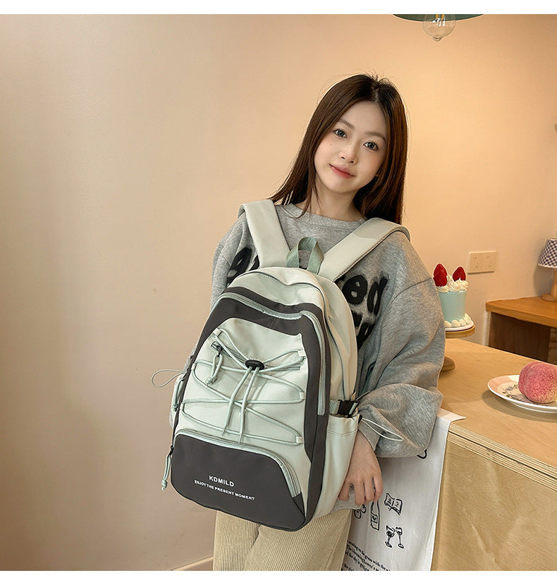 Mountain-Style Outdoor Hiking Backpack for Women, Large Capacity, Unique Design, Lightweight, High-End Gray School Bag for High School Girls