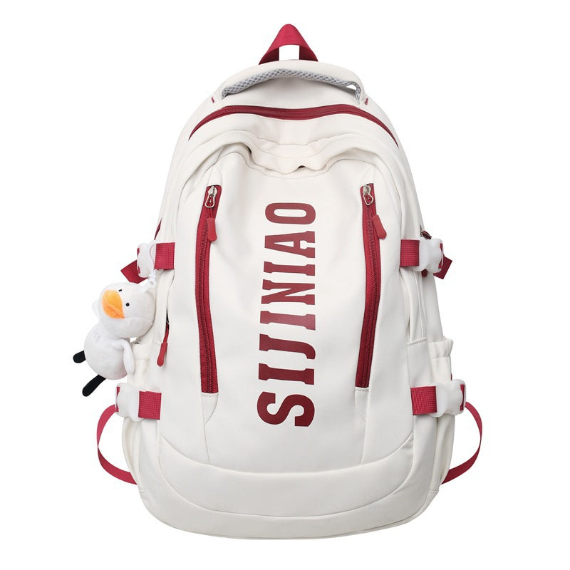 New Backpack Women's Junior Senior high school College Student Schoolbag Large Capacity Casual Couple's Double Back with Pendant for Travel