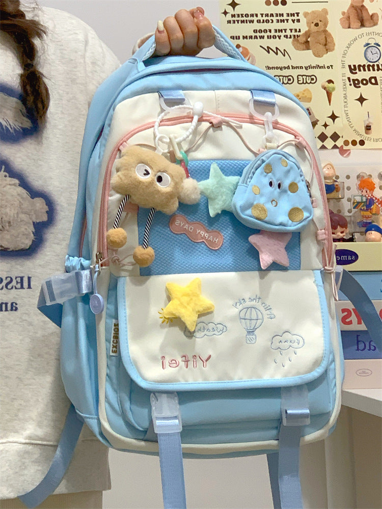 Junior High School Girls' Schoolbag High Color Value Cute Lightweight Large Capacity for Primary School Students and High School Students Backpack for Women