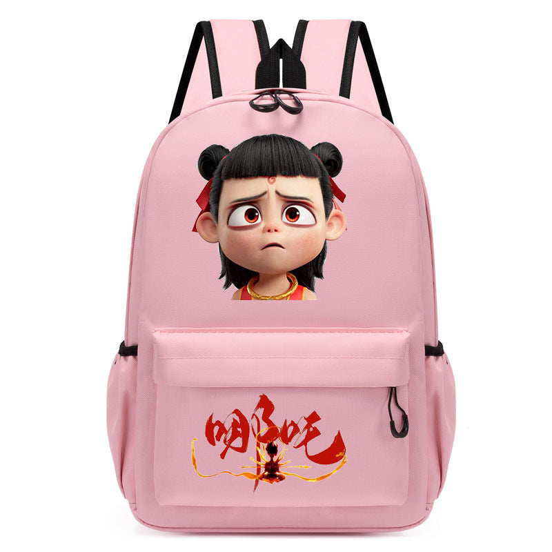 Douyin's New Nezha Cute Printed Kindergarten Girls Pink School Bag Children's Campus Outdoor Backpack