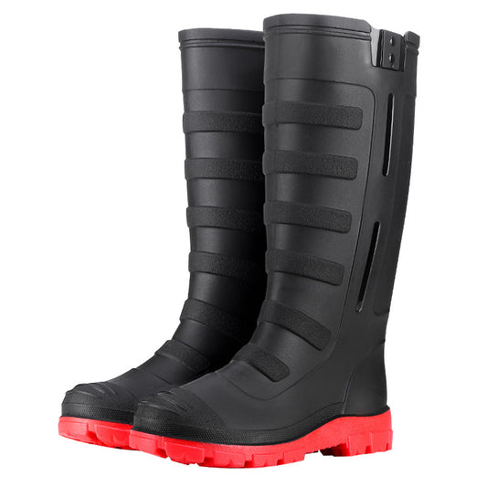 Mid-Calf Fashionable Rain Boots for Men, Thickened and Wear-Resistant Outdoor Waterproof Boots for Fishing, Non-Slip Water Shoes and Velvet Rain Boots