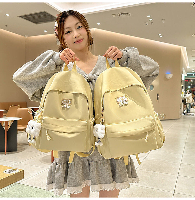 New School Bag Female College Student Large Capacity Backpack Lightweight Simple Short-Distance Travel Backpack High School Student School Bag