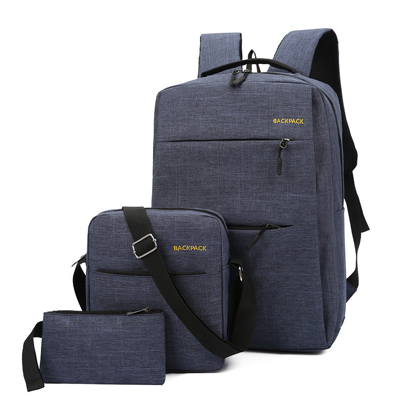 Cross-Border Wholesale Laptop Backpack, Backpack, Casual Three-Piece Gift, Casual School Bag, Men's and Women's Backpack