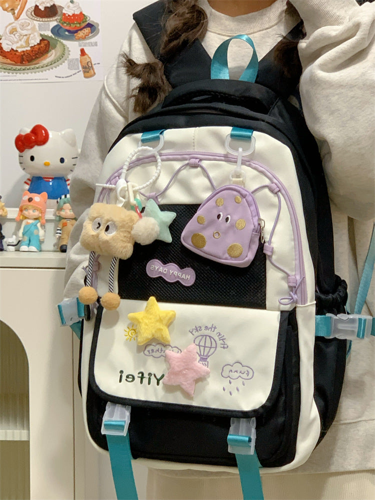 Junior High School Girls' Schoolbag High Color Value Cute Lightweight Large Capacity for Primary School Students and High School Students Backpack for Women