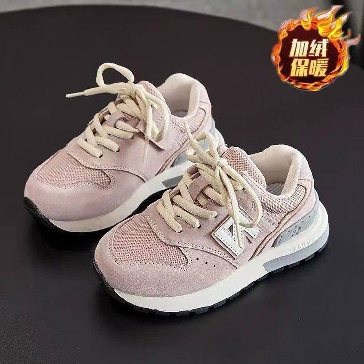 Hong Kong Style 2025 Girls Spring and Autumn Trendy Brand Casual Shoes Fashionable Korean Style Boys sneaker Children Grey Forrest Gump Shoes